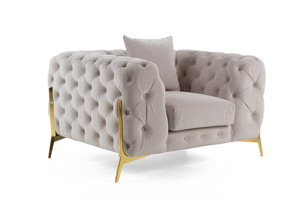 Divani Casa Clarice Transitional Light Beige Velvet Chair Model VGAH-SF1013-1-BGE