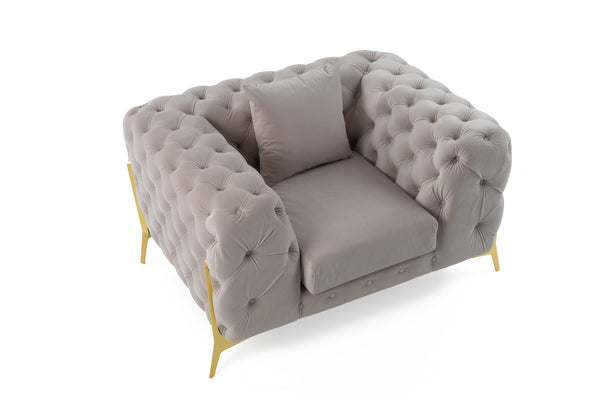 Divani Casa Clarice Transitional Light Beige Velvet Chair Model VGAH-SF1013-1-BGE