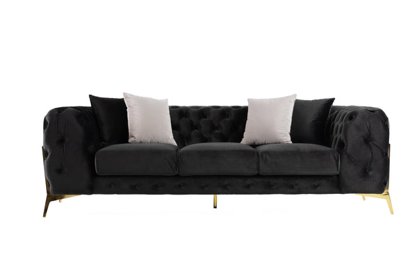 Divani Casa Clarice Transitional Black Velvet Sofa Model VGAH-SF1013-3-BLK