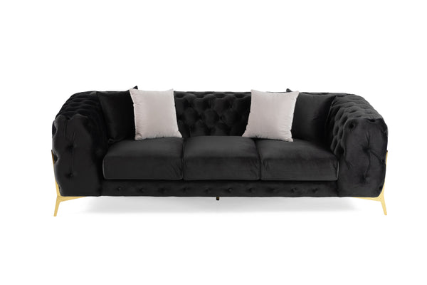 Divani Casa Clarice Transitional Black Velvet Sofa Model VGAH-SF1013-3-BLK
