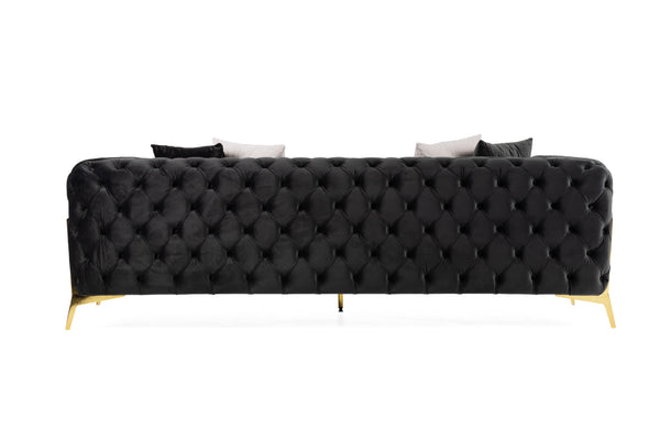 Divani Casa Clarice Transitional Black Velvet Sofa Model VGAH-SF1013-3-BLK