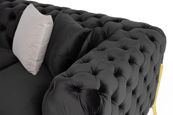 Divani Casa Clarice Transitional Black Velvet Sofa Model VGAH-SF1013-3-BLK