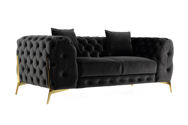 Clarice Transitional Black Velvet Loveseat