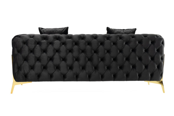 Clarice Transitional Black Velvet Loveseat
