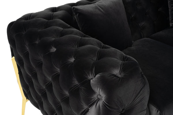 Clarice Transitional Black Velvet Loveseat