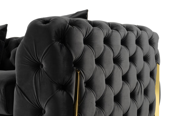 Clarice Transitional Black Velvet Loveseat