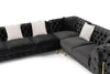 Divani Casa Clarice Transitional Black Velvet Sectional Sofa Model VGAH-SF1015-BLK
