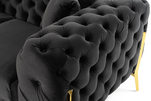 Divani Casa Clarice Transitional Black Velvet Sectional Sofa Model VGAH-SF1015-BLK