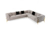 Divani Casa Clarice Transitional Light Beige Velvet Sectional Sofa Model VGAH-SF1015-BGE