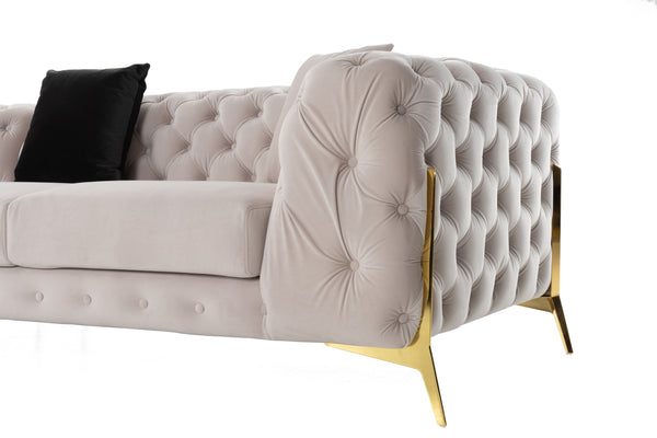 Divani Casa Clarice Transitional Light Beige Velvet Sectional Sofa Model VGAH-SF1015-BGE