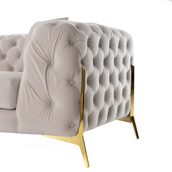 Clarice Transitional Light Beige Velvet Sectional Sofa