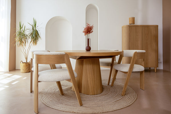 Modrest Cloud Modern Natural Oak Extendable Dining TableModel VGME-CLOUD-DT