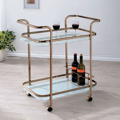 Furniture of America Tiana Champagne Contemporary Serving Cart Model CM-AC235