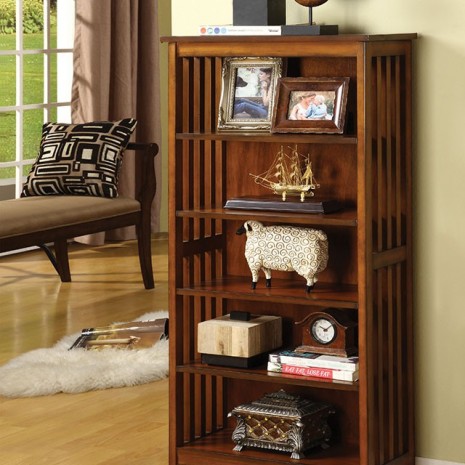 Furniture of America Valencia Antique Oak Transitional Media Shelf Model CM-AC249