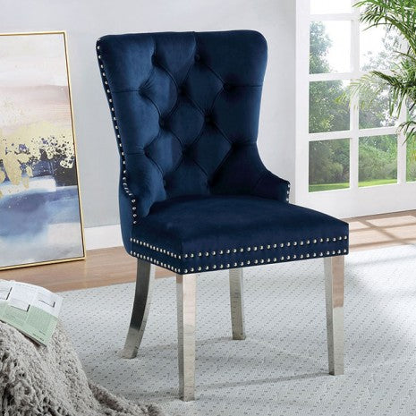 Furniture of America Jewett Blue Contemporary Wingback Chair (2/Ctn) Model CM-AC261NV-2PK