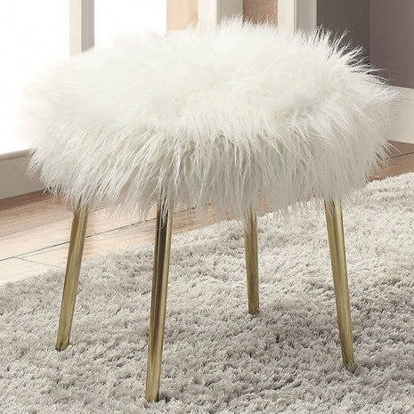 Furniture of America Caoimhe White/Gold Contemporary Ottoman Model CM-AC6546-OT