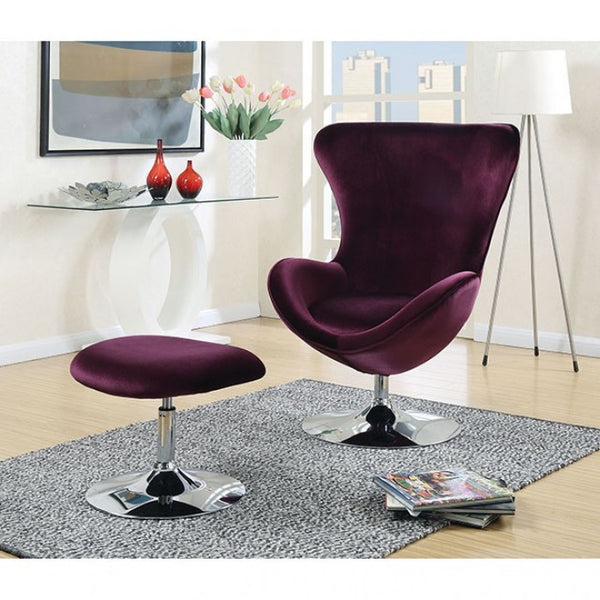 Furniture of America Eloise Purple Contemporary Chair W/ Ottoman Model CM-AC6841