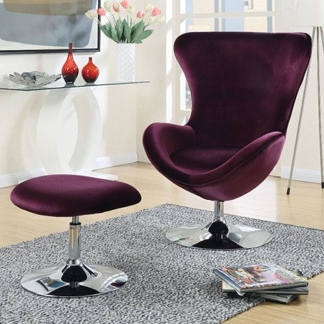 Furniture of America Eloise Purple Contemporary Chair W/ Ottoman Model CM-AC6841