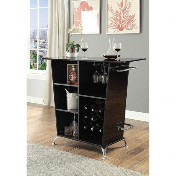 Furniture of America Fuero Black/Chrome Contemporary Bar Table Model CM-BT6464BK