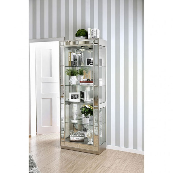 Furniture of America Carrollton Chrome Contemporary Curio Cabinet Model CM-CR150-PK