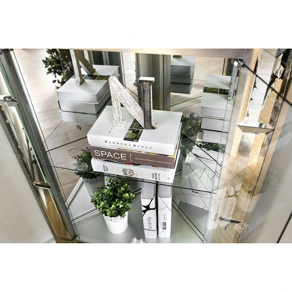 Furniture of America Chouteau Silver Contemporary Curio Cabinet Model CM-CR151