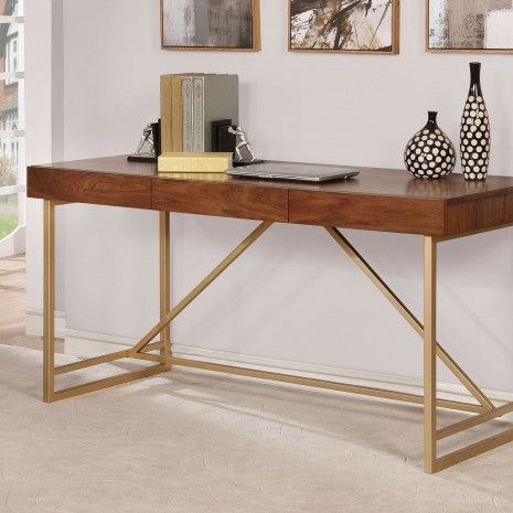 Furniture of America Halstein Light Walnut/Gold Contemporary Desk Model CM-DK6447