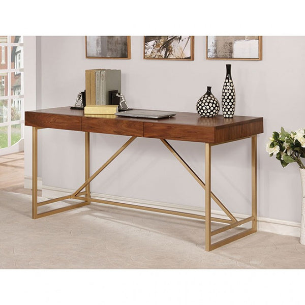 Furniture of America Halstein Light Walnut/Gold Contemporary Desk Model CM-DK6447
