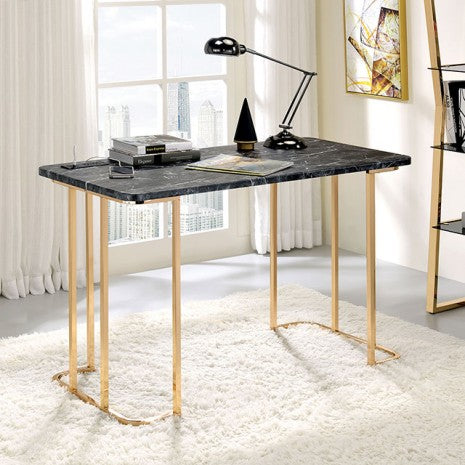 Furniture of America Delphine Gold/Black Contemporary Desk Model CM-DK919BK