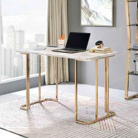 Furniture of America Delphine Gold/White Contemporary Desk Model CM-DK919WH