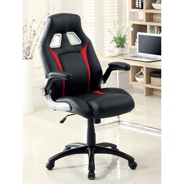 Furniture of America Argon Black/Silver/Red Contemporary Office Chair Model CM-FC612