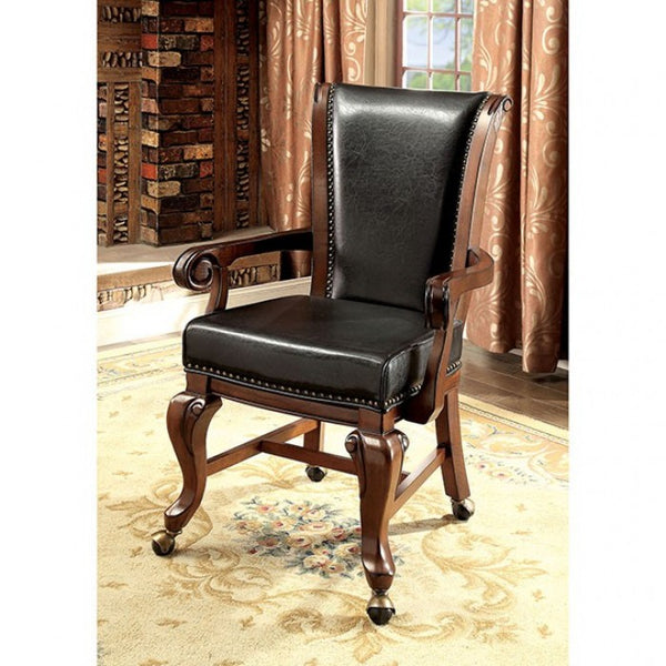Furniture of America Melina Brown Cherry/Black Transitional Arm Chair (2/Box) Model CM-GM367CH-AC-2PK