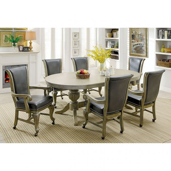 Furniture of America Melina Gray Transitional Game Table Model CM-GM367GY-T-TABLE