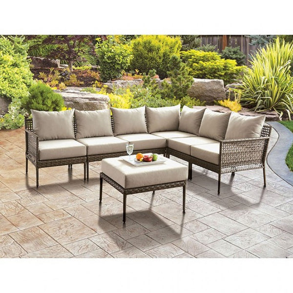 Furniture of America Aleisha Gray/Beige Contemporary Patio Ottoman Model CM-OS2599-OT