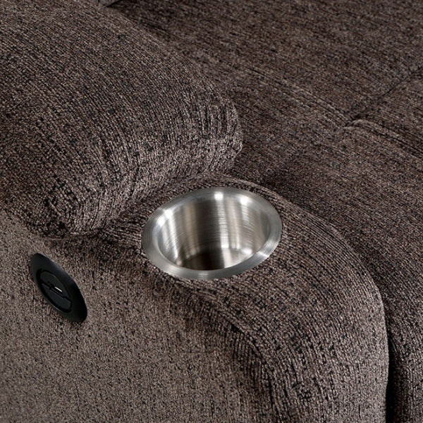 Furniture of America Hadrian Brown Transitional Power Recliner Model CM-RC6749BR