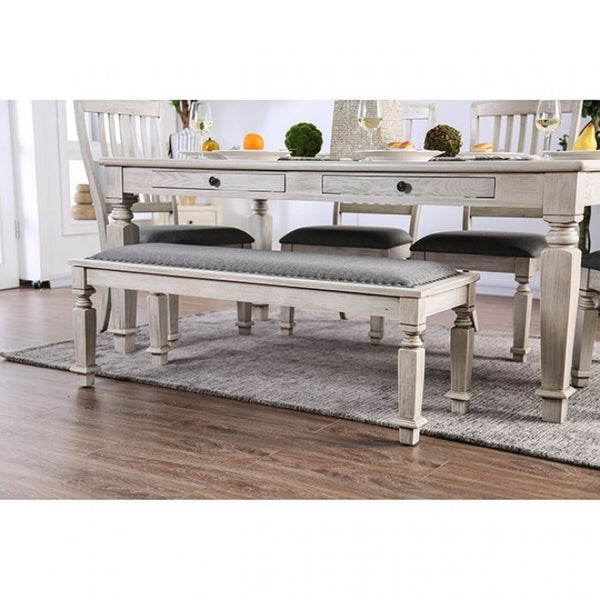 Furniture of America Georgia Antique White/Gray Transitional Bench Model CM3089BN
