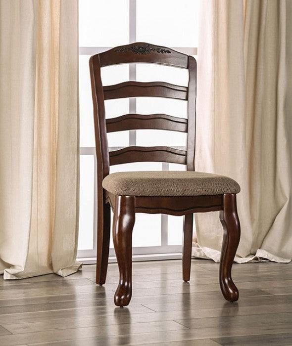 Furniture of America Townsville Dark Walnut/Tan Transitional Side Chair (2/Box) Model CM3109SC-DK-2PK