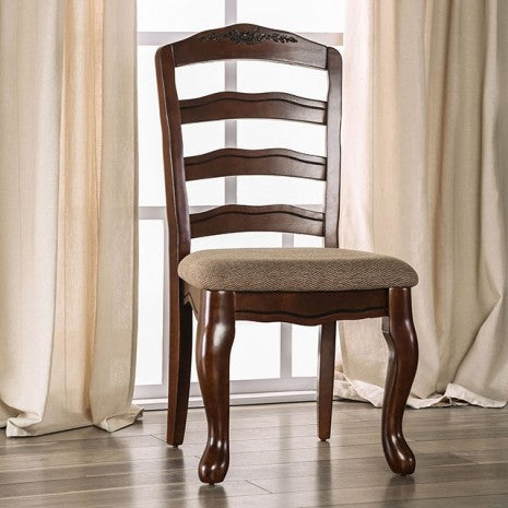 Furniture of America Townsville Dark Walnut/Tan Transitional Side Chair (2/Box) Model CM3109SC-DK-2PK