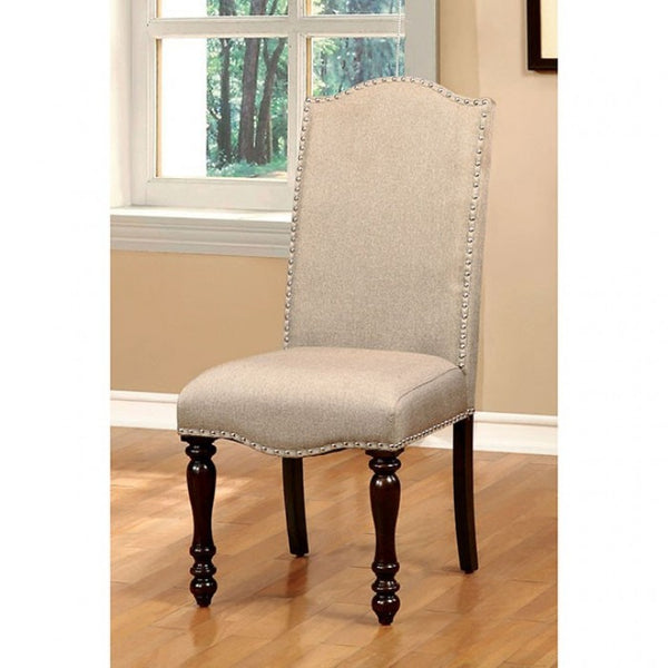 Furniture of America Hurdsfield Antique Cherry/Beige Transitional Side Chair (2/Box) Model CM3133SC-2PK