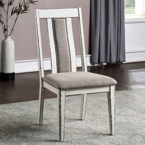 Furniture of America Halsey Weathered White/Warm Gray Rustic Side Chair (2/Box) Model CM3142SC-2PK