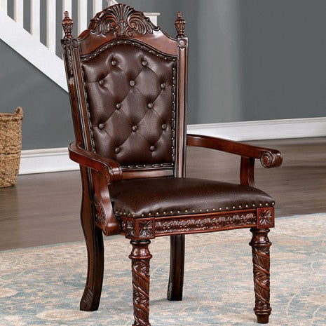 Furniture of America Canyonville Brown Cherry/Dark Brown Traditional Arm Chair (2/Box) Model CM3144AC-2PK