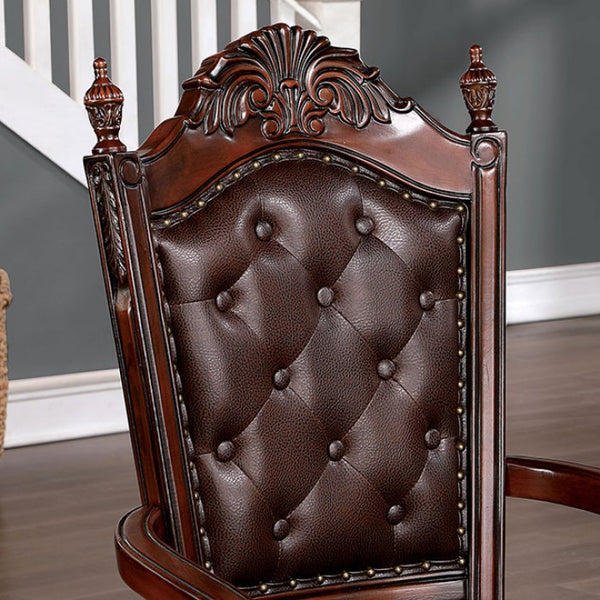 Furniture of America Canyonville Brown Cherry/Dark Brown Traditional Arm Chair (2/Box) Model CM3144AC-2PK