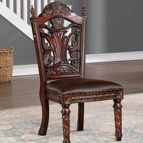 Furniture of America Canyonville Brown Cherry/Dark Brown Traditional Side Chair (2/Box) Model CM3144SC-2PK