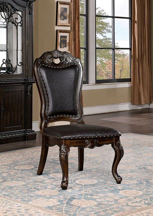 Furniture of America Lombardy Walnut/Dark Brown Traditional Side Chair (2/Box) Model CM3146SC-2PK