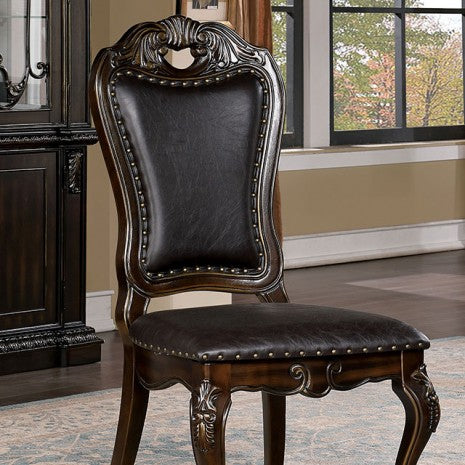 Furniture of America Lombardy Walnut/Dark Brown Traditional Side Chair (2/Box) Model CM3146SC-2PK