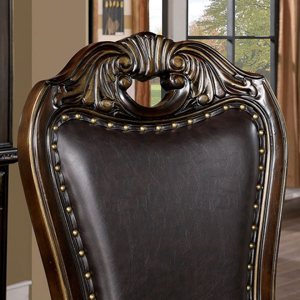Furniture of America Lombardy Walnut/Dark Brown Traditional Side Chair (2/Box) Model CM3146SC-2PK