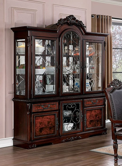 Furniture of America Picardy Brown Cherry Traditional Hutch & Buffet Model CM3147HB-SET