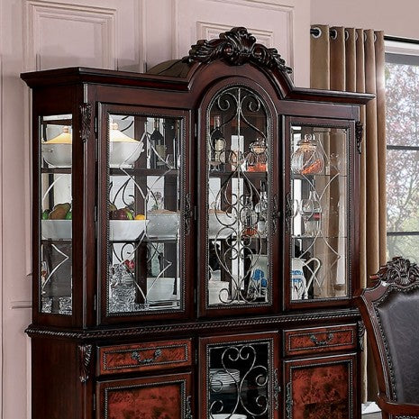 Furniture of America Picardy Brown Cherry Traditional Hutch & Buffet Model CM3147HB-SET
