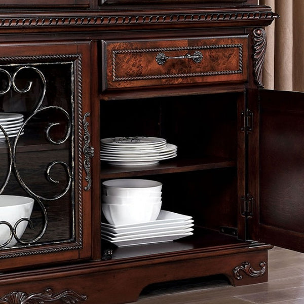 Furniture of America Picardy Brown Cherry Traditional Hutch & Buffet Model CM3147HB-SET