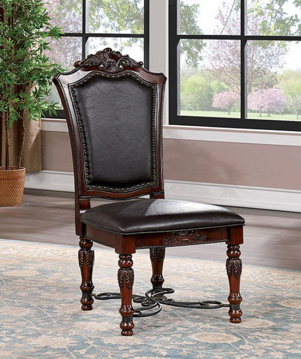 Furniture of America Picardy Brown Cherry/Black Traditional Side Chair (2/Box) Model CM3147SC-2PK