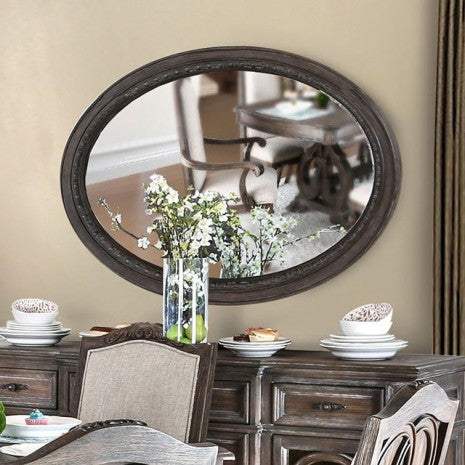 Furniture of America Arcadia Rustic Natural Tone Rustic Oval Mirror Model CM3150MO